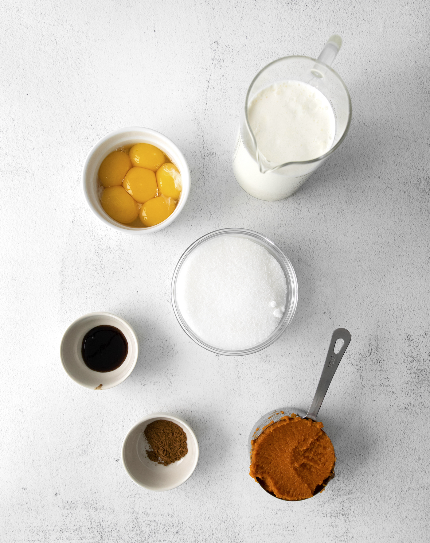 Ingredients to make pumpkin creme brulee