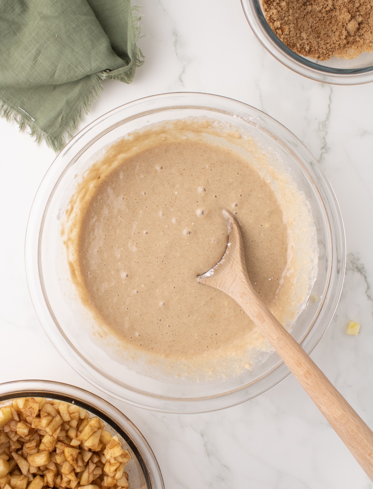 Milk and applesauce added to make bread batter