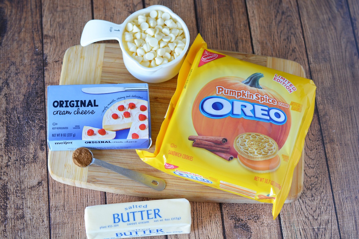 Pumpkin Spice Oreos, cream cheese, butter, marshmallows