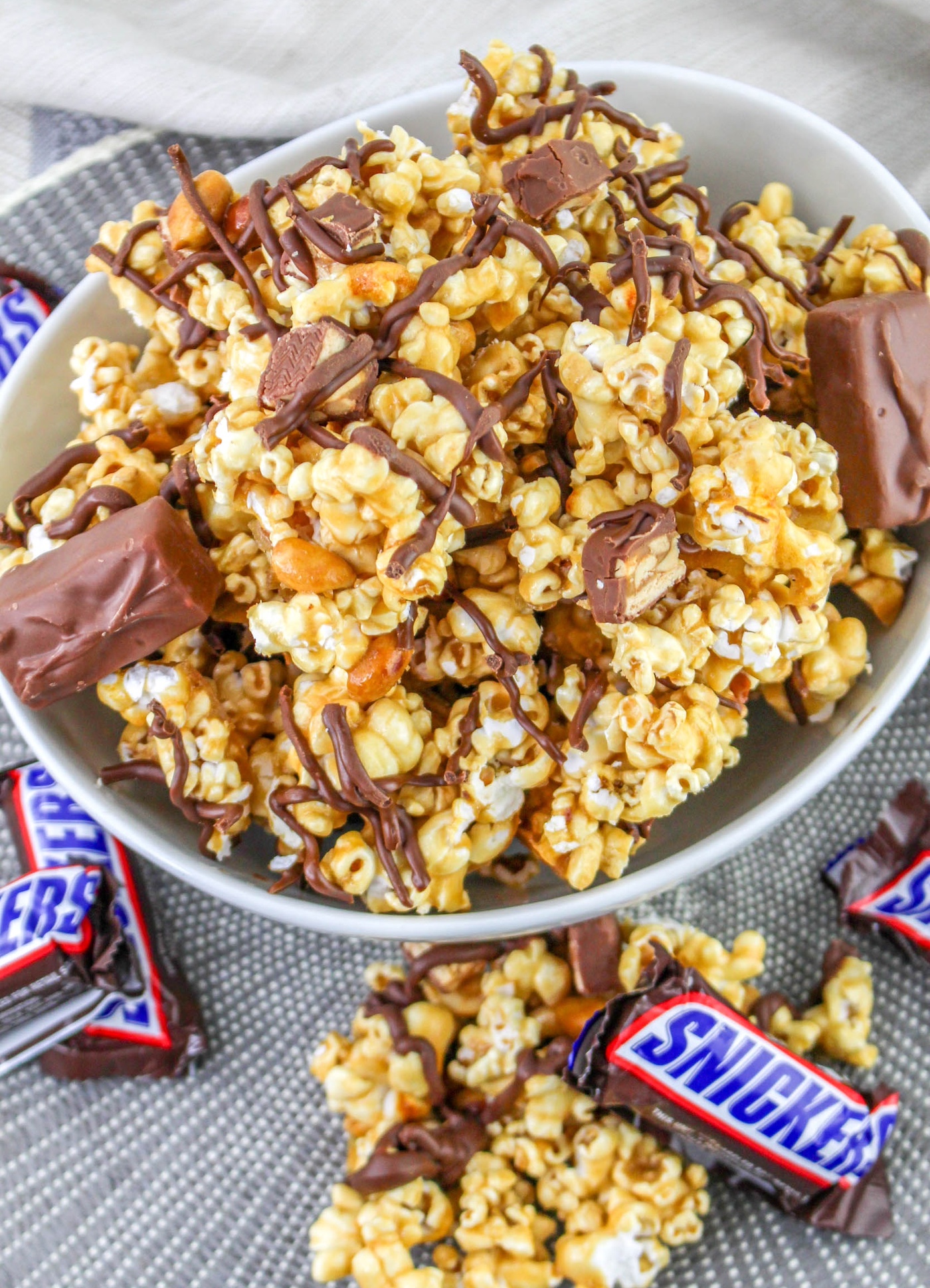 snickers popcorn recipe