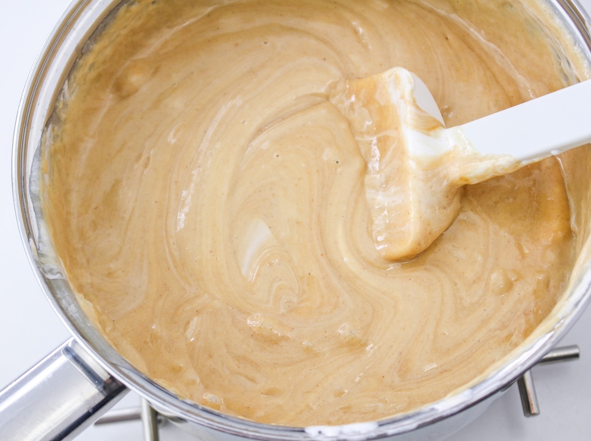 Adding marshmallow creme and peanut butter to the mixture