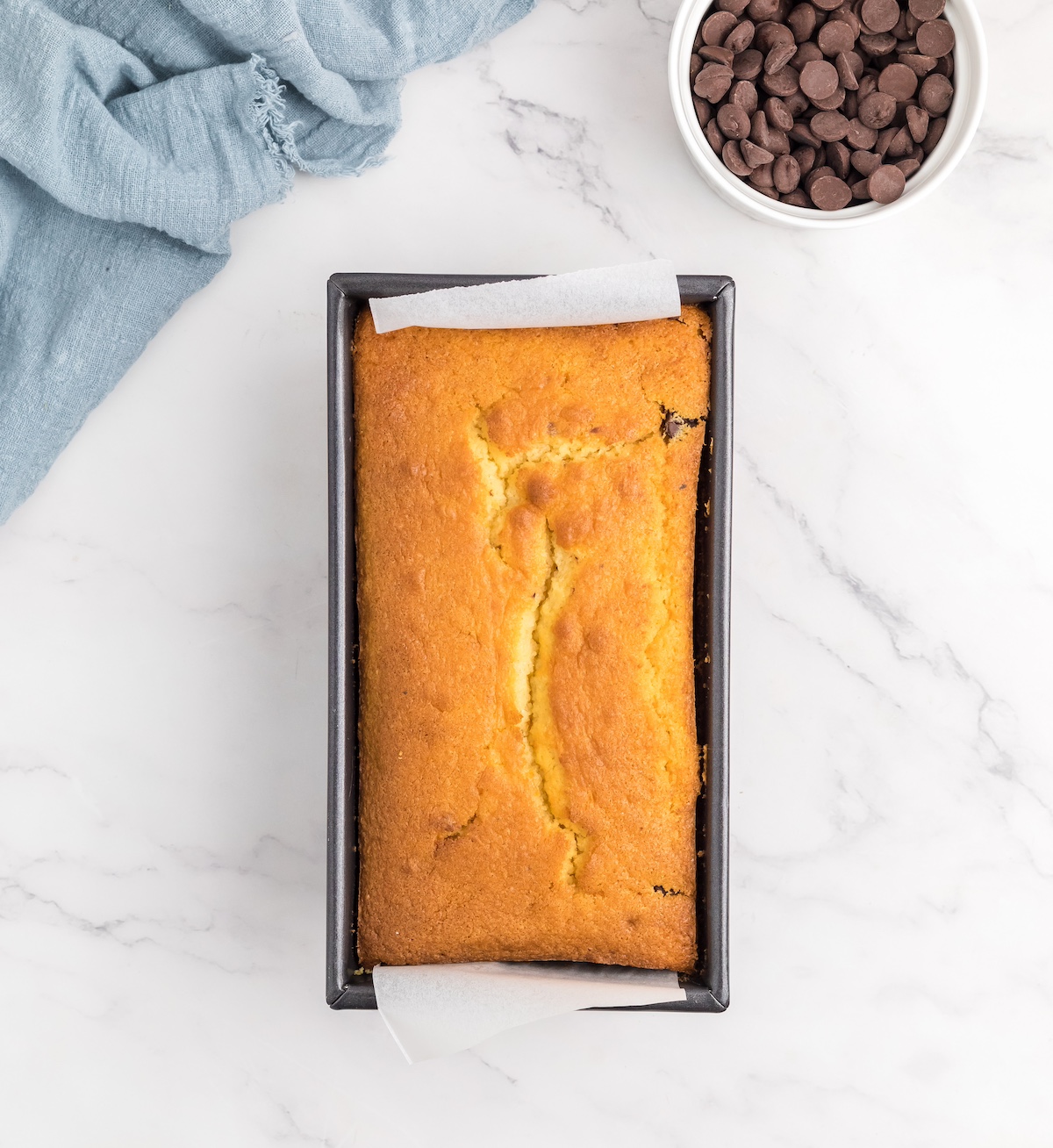 Baked chocolate chip loaf