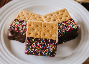 Smores dipped into almond bark