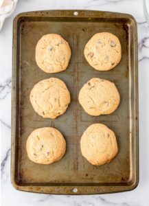 baked chocolate chip cookies right out of the oven