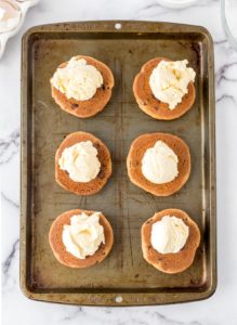 ice cream on top of chocolate chip cookies