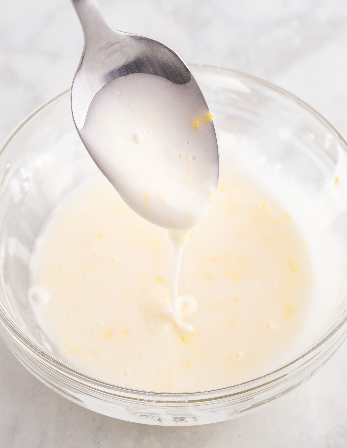 powdered sugar, fresh lemon juice, lemon extract, and lemon zest whisked together to make a glaze