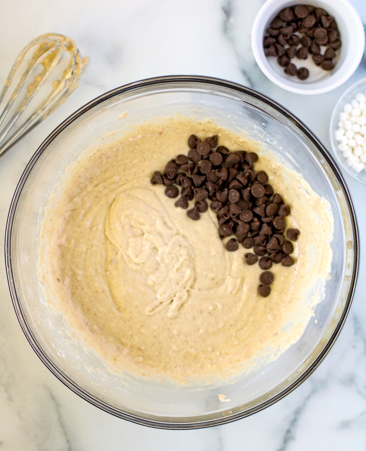 Chocolate chips added to the batter