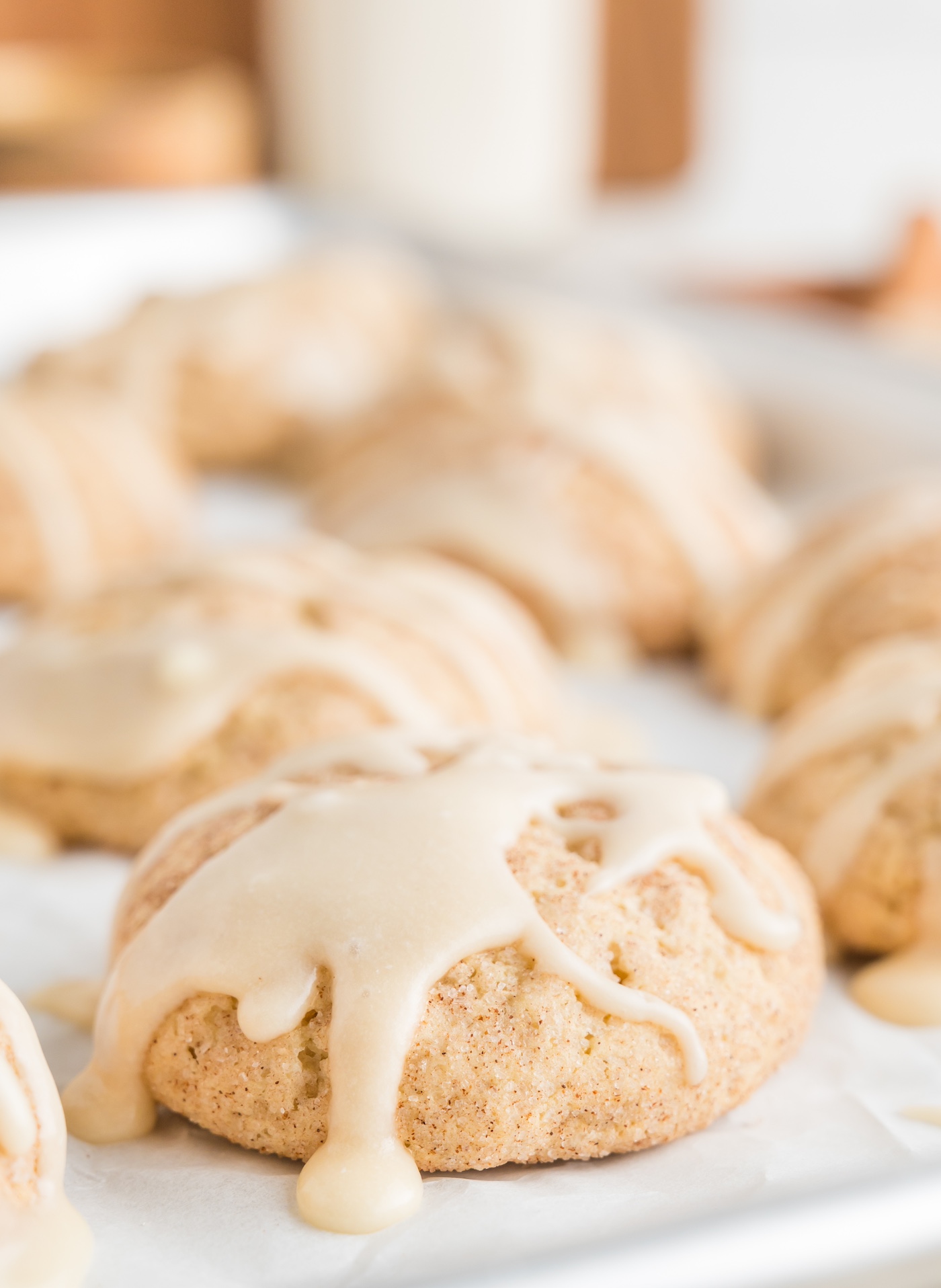 maple cookies on a plate with glaze