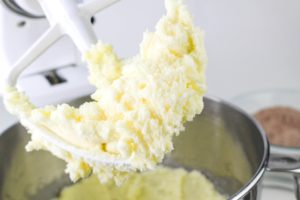 creamed together butter and sugar in a mixer