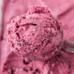 Taking-a-scoop-of-blueberry-ice-cream