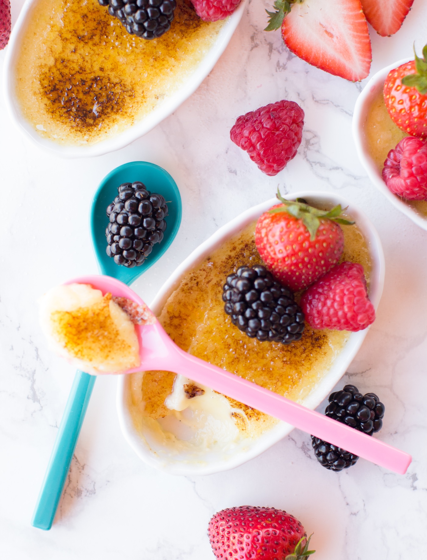creme brulee with berries