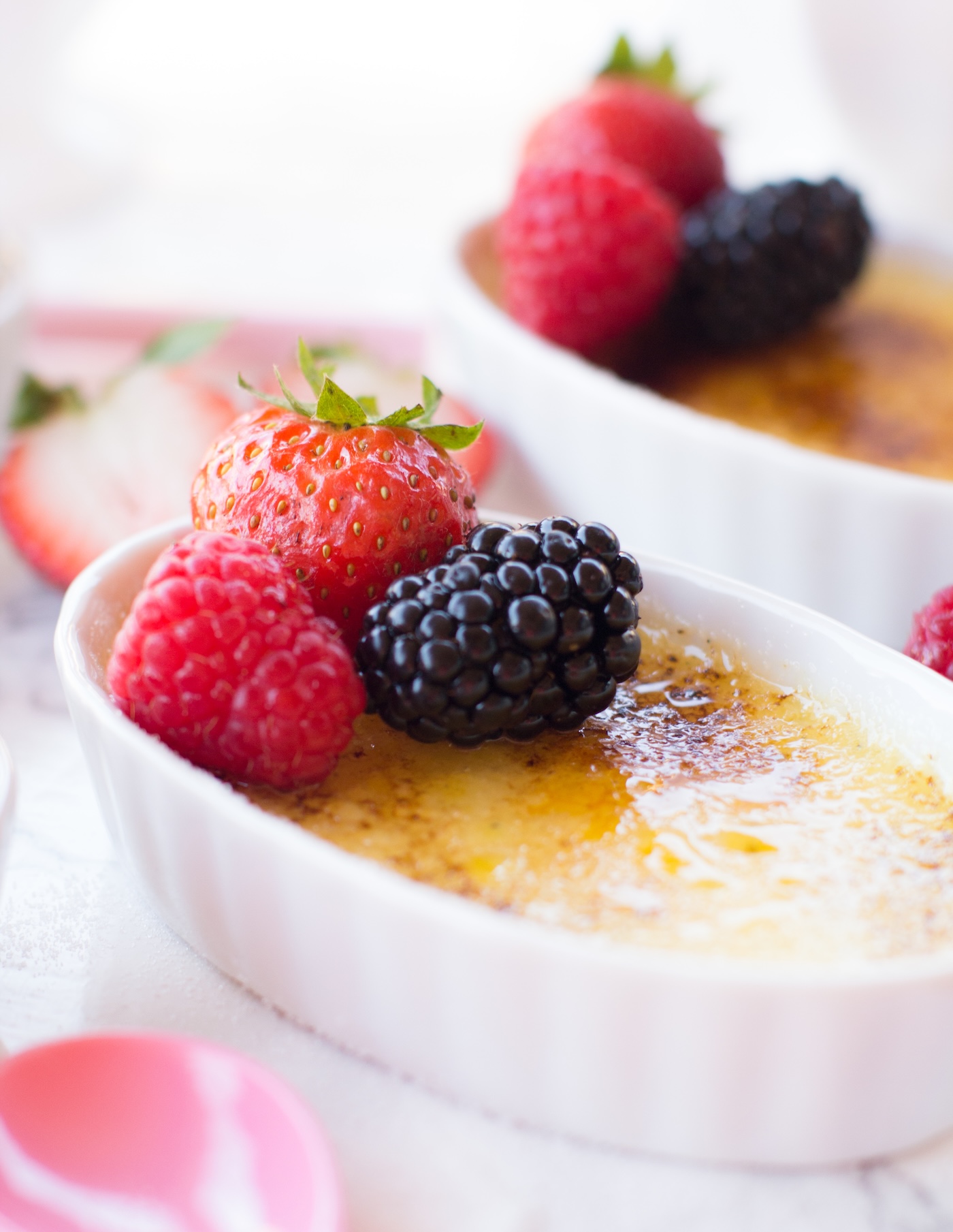 creme brulee with fresh berries