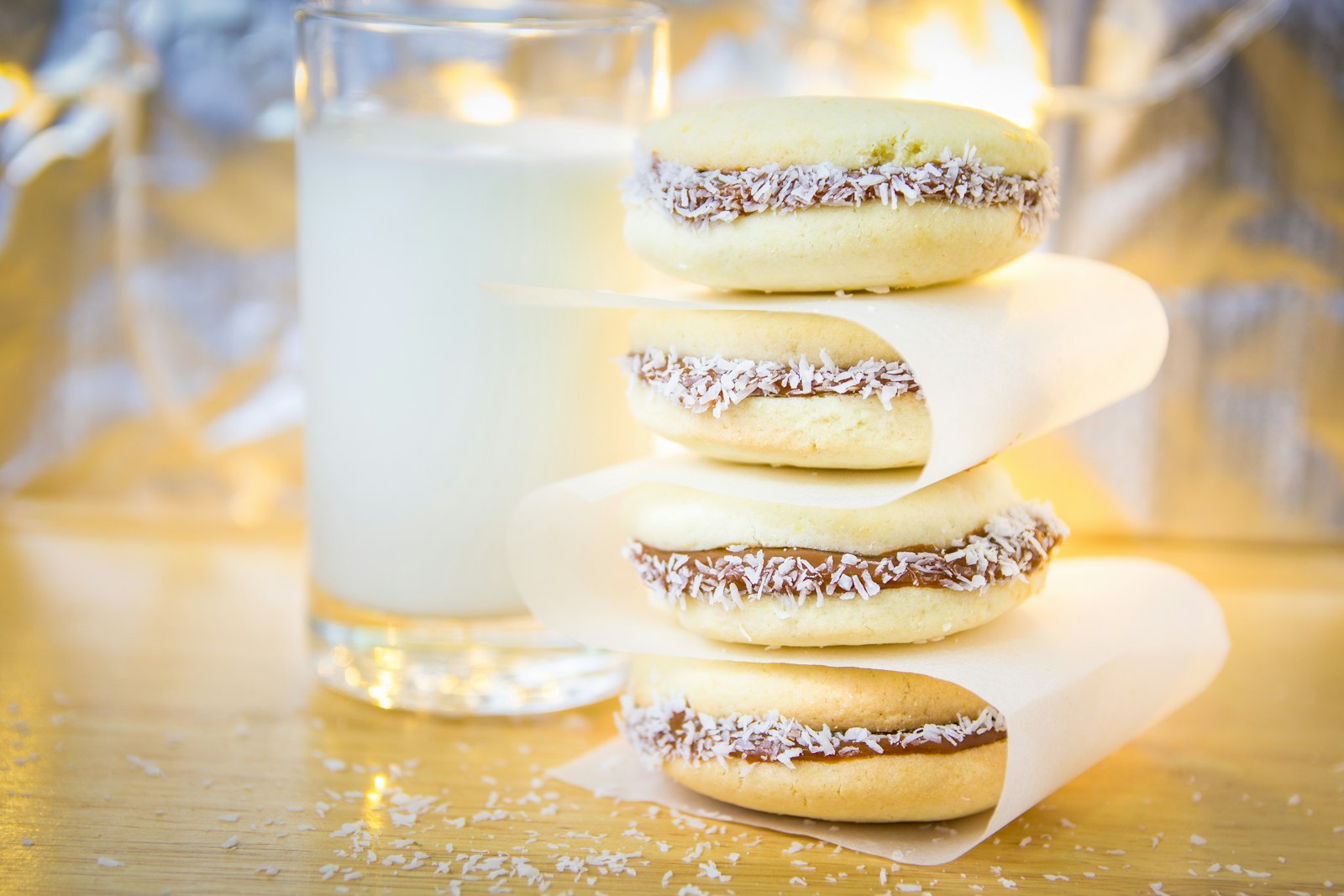 Stack of alfajores sandwich cookies