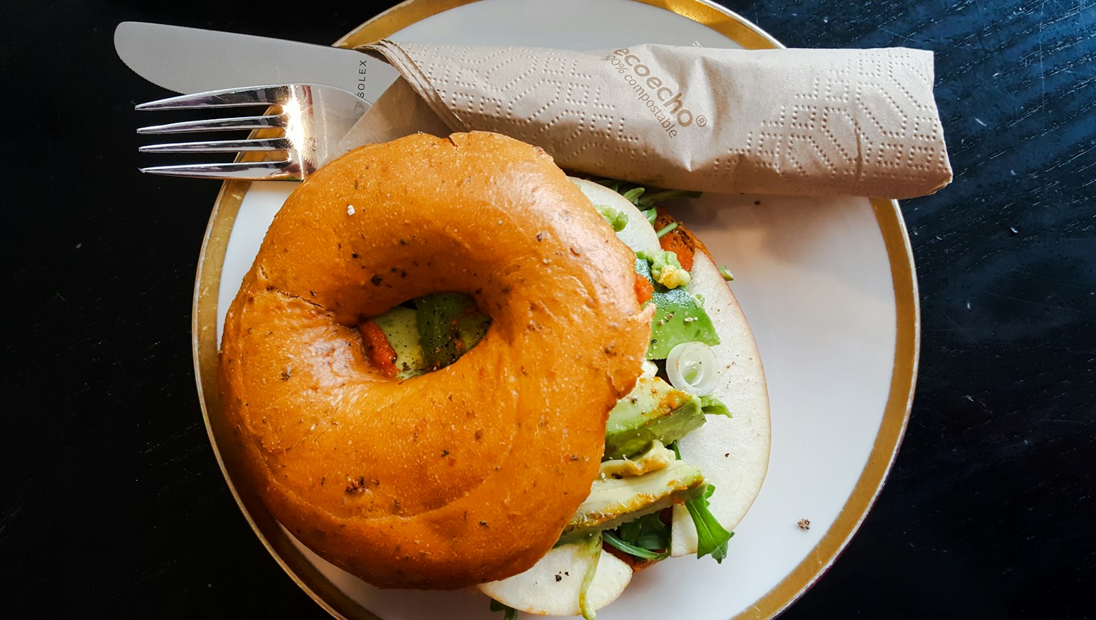 Toasted bagel for smoked salmon brunch