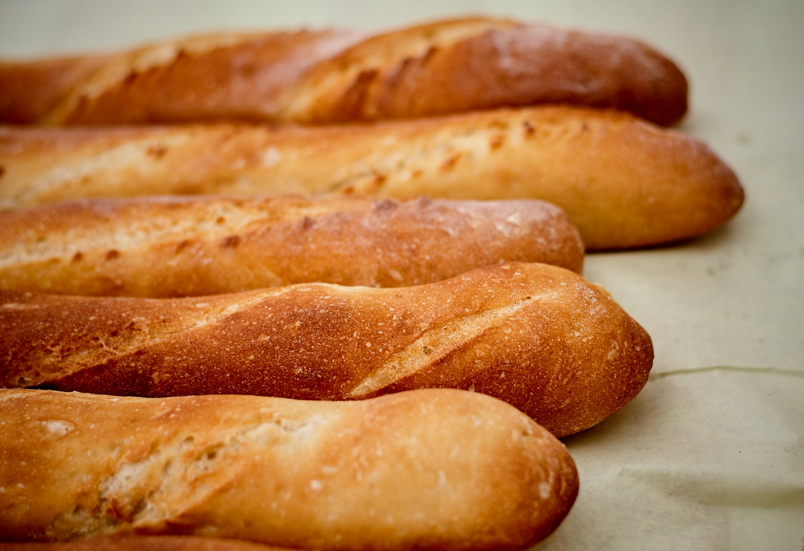 Golden French baguettes