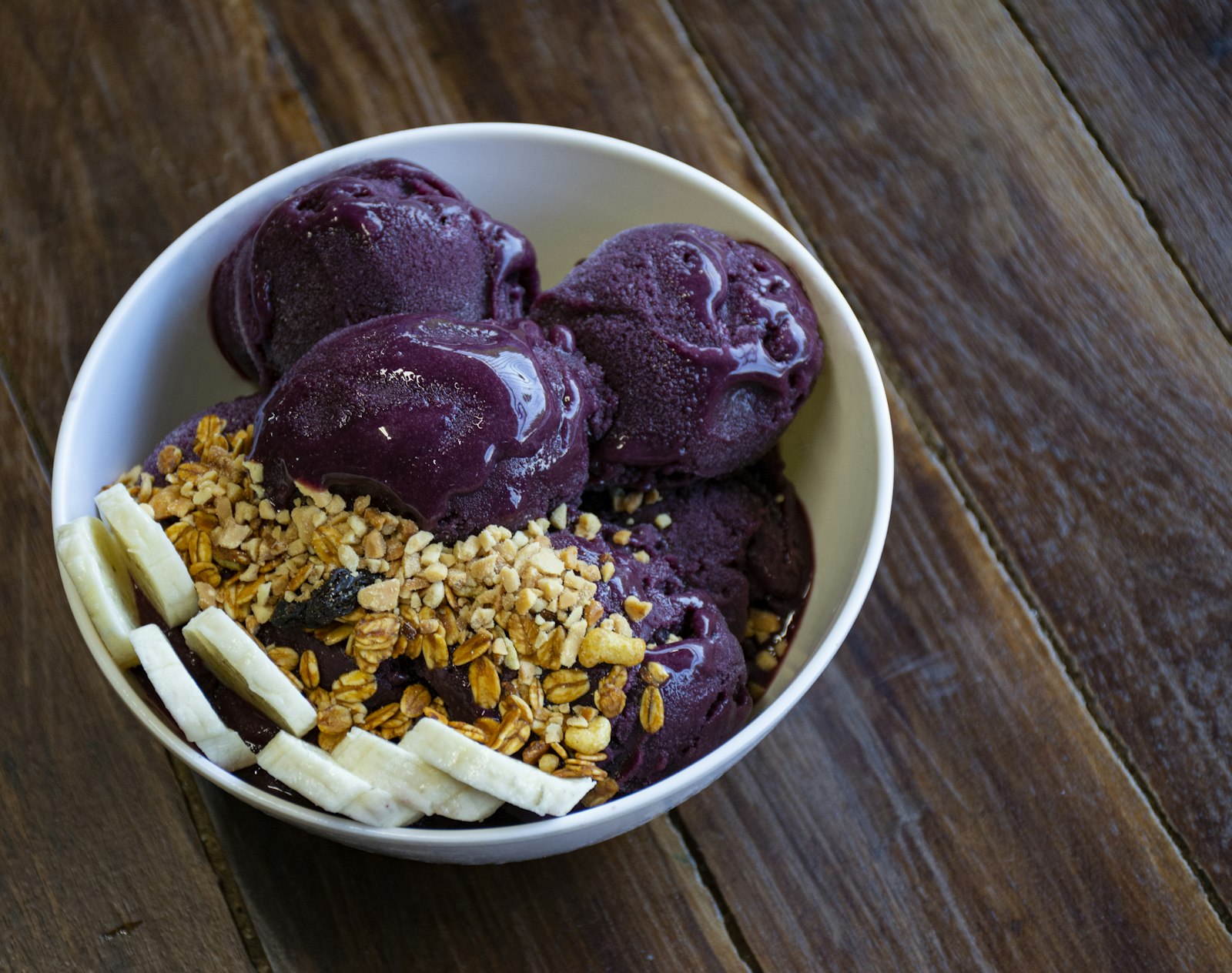 Berry banana nice cream bowl, one of our favorite low sugar desserts