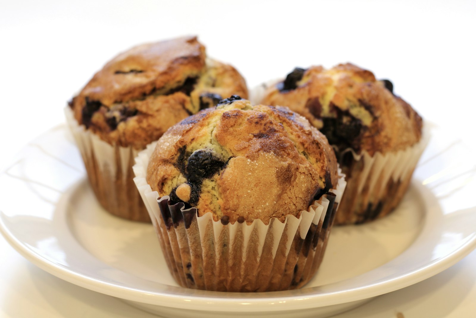 Blueberry muffins on a plate