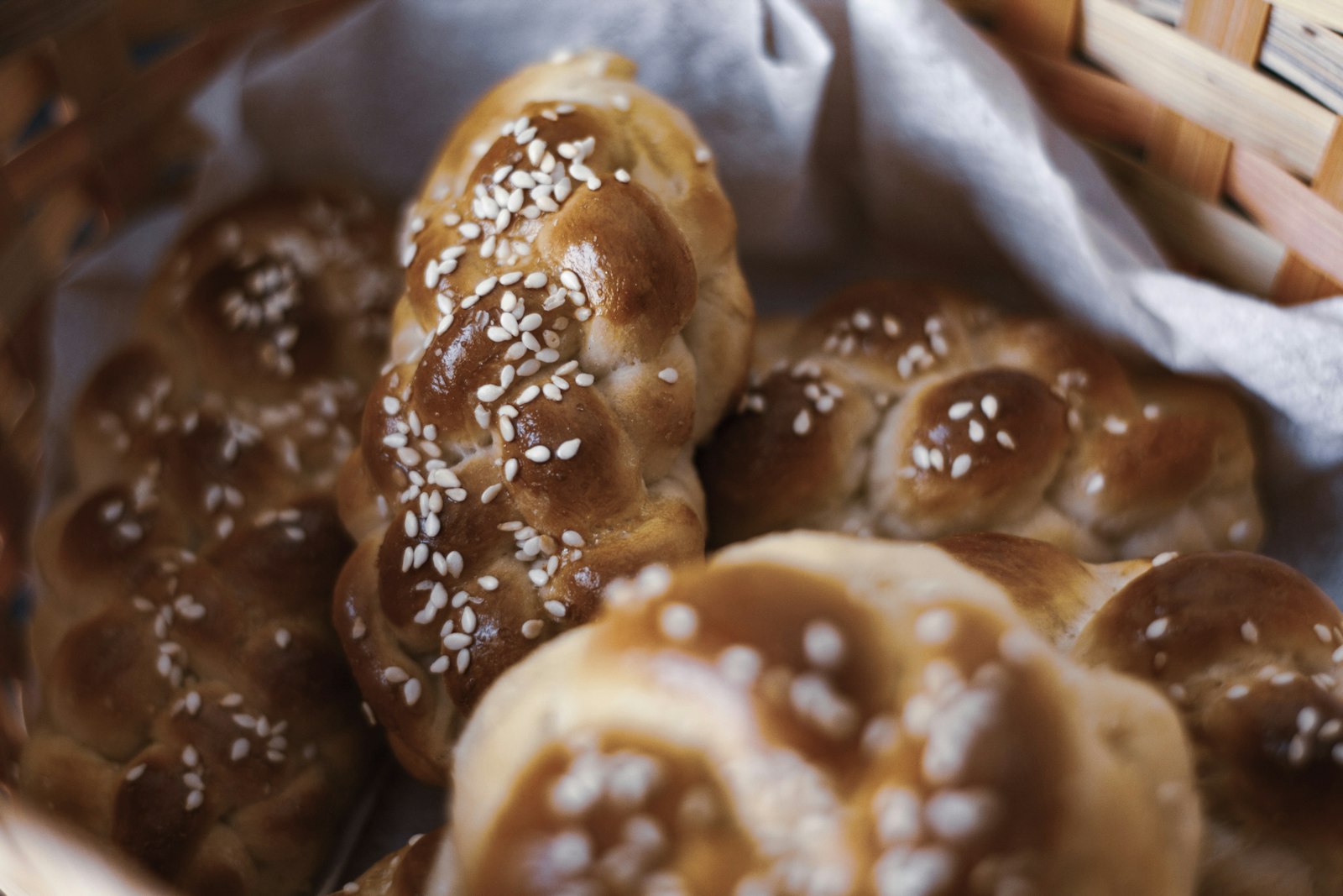 Braided challah bread with sesame