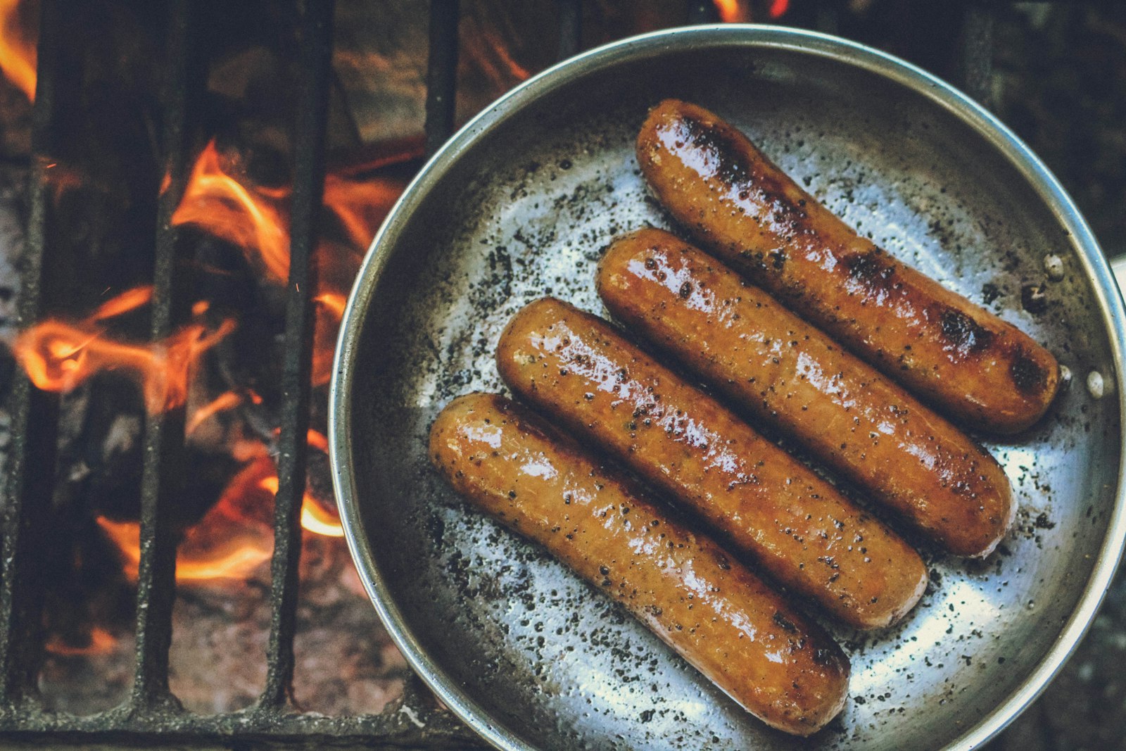 Turkey breakfast sausages in a skillet
