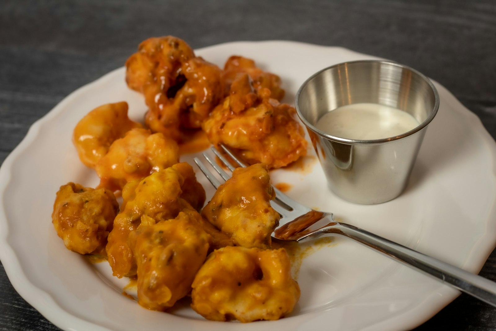 Buffalo cauliflower bites with ranch