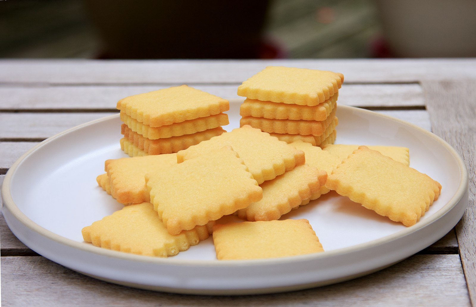 Classic butter cookies stacked on a plate