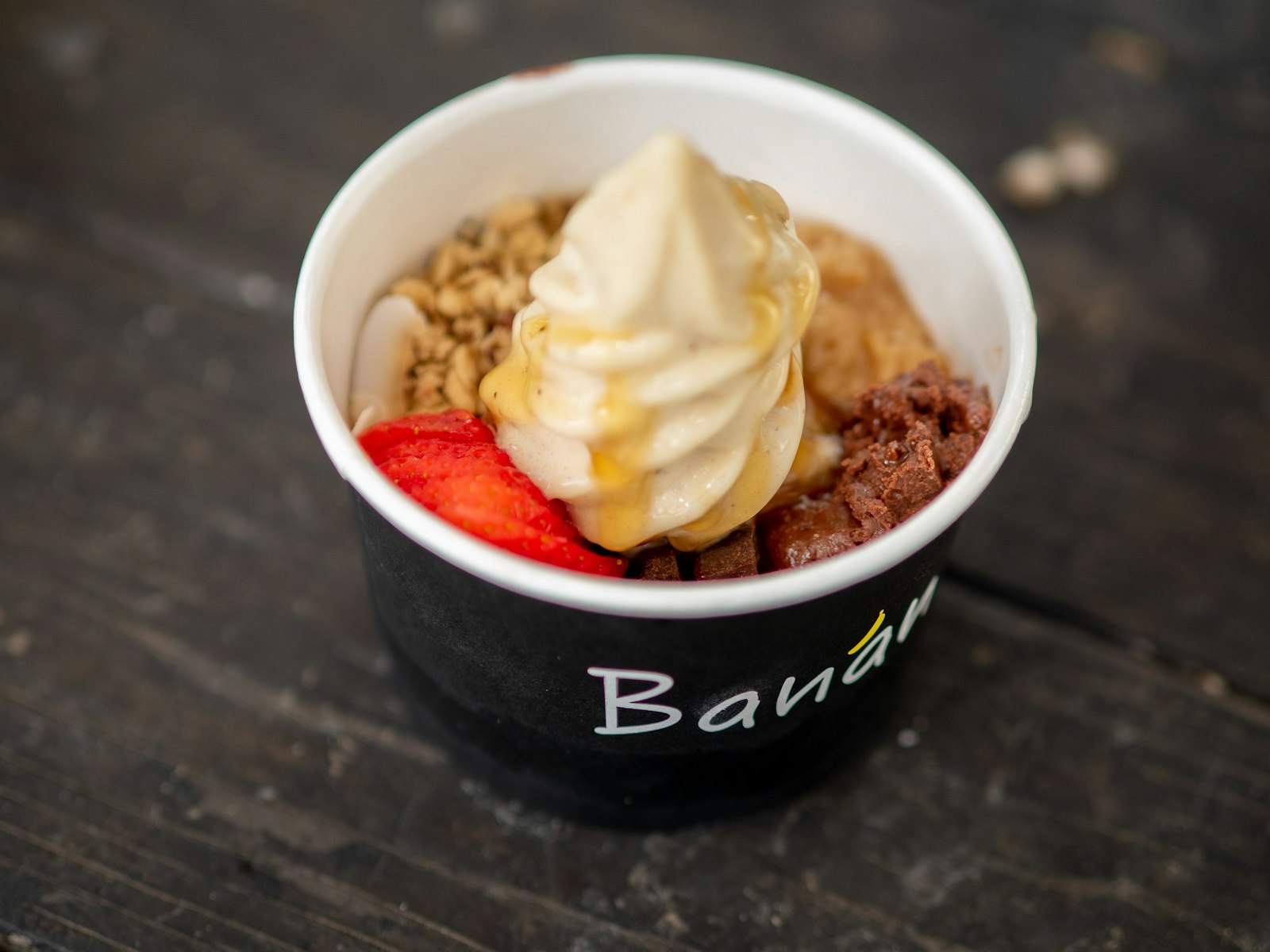White ice cream in a ceramic bowl
