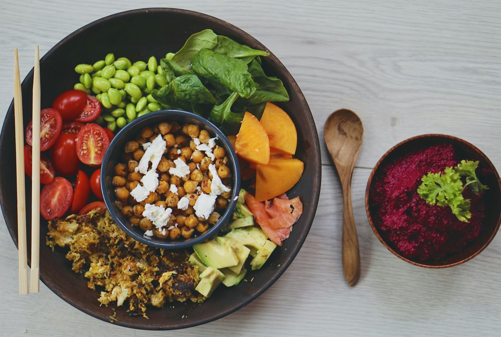 Colorful bowl of rice and vegetables