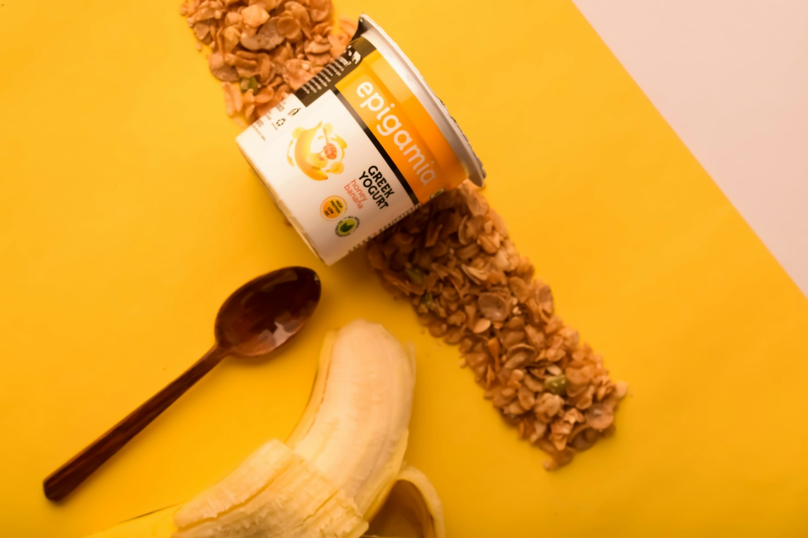 Yogurt cup with granola and banana