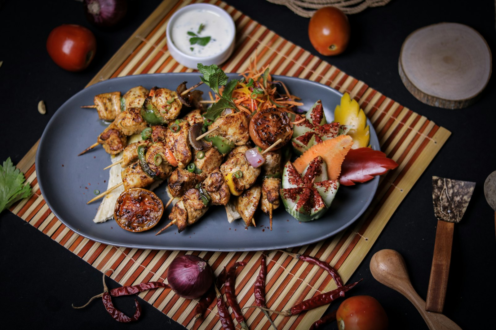 Chicken kebab platter