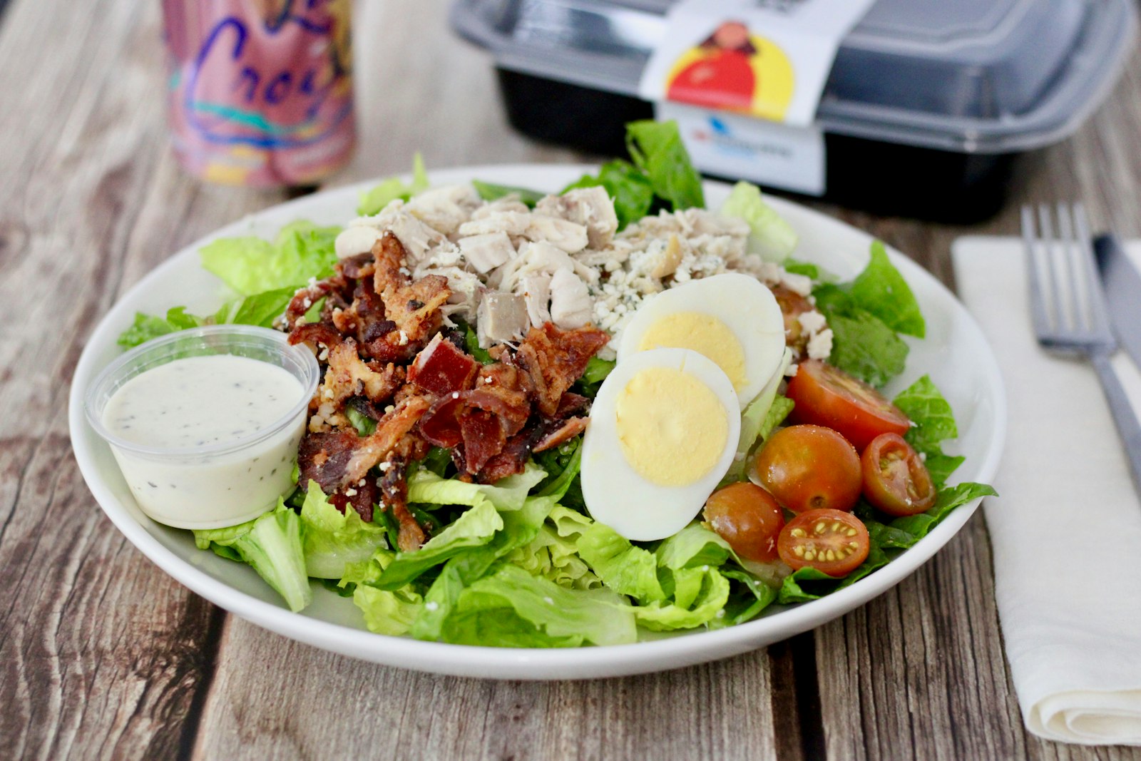 Cobb salad with bacon and egg
