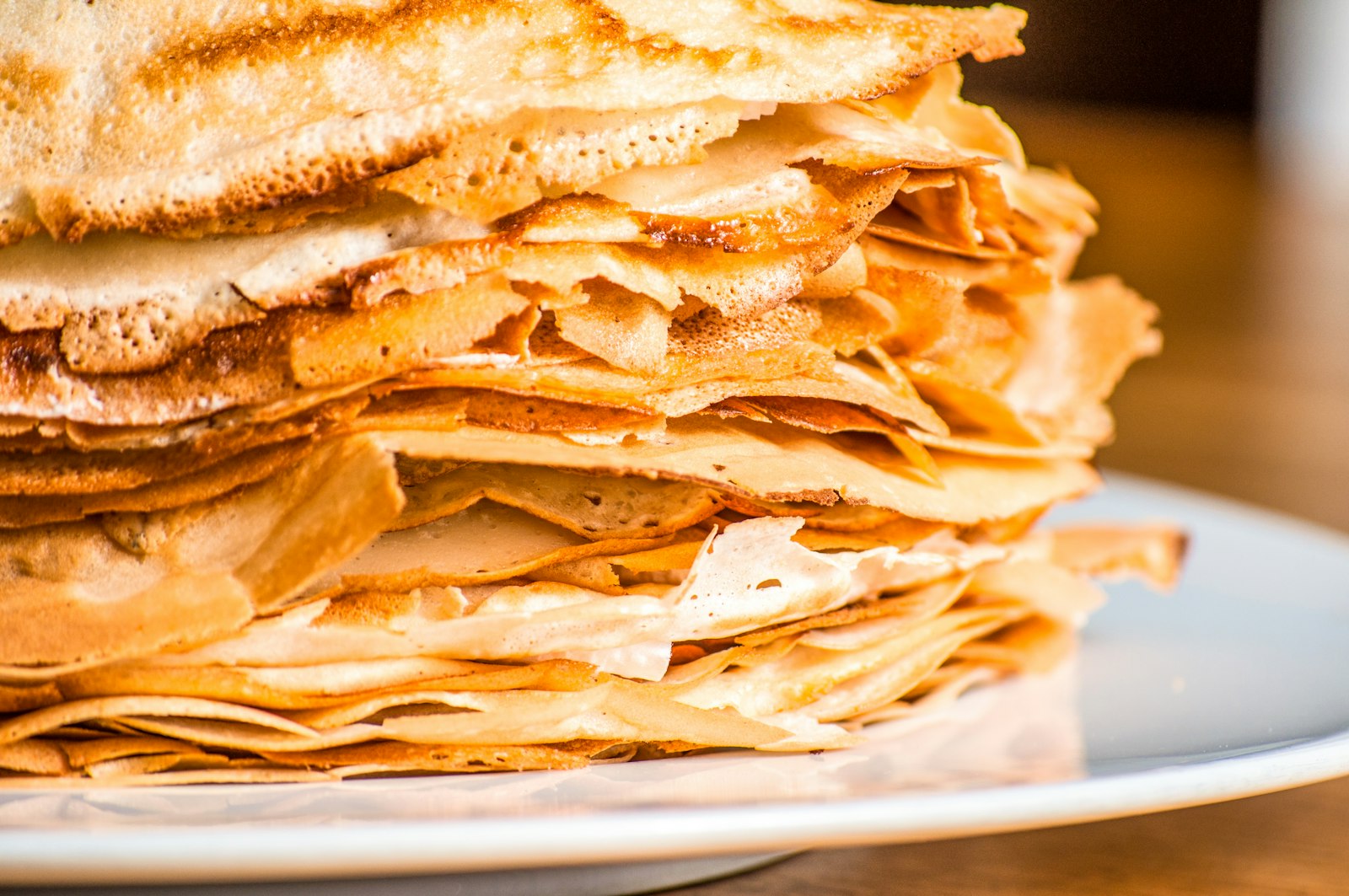 Tall stack of thin crepes