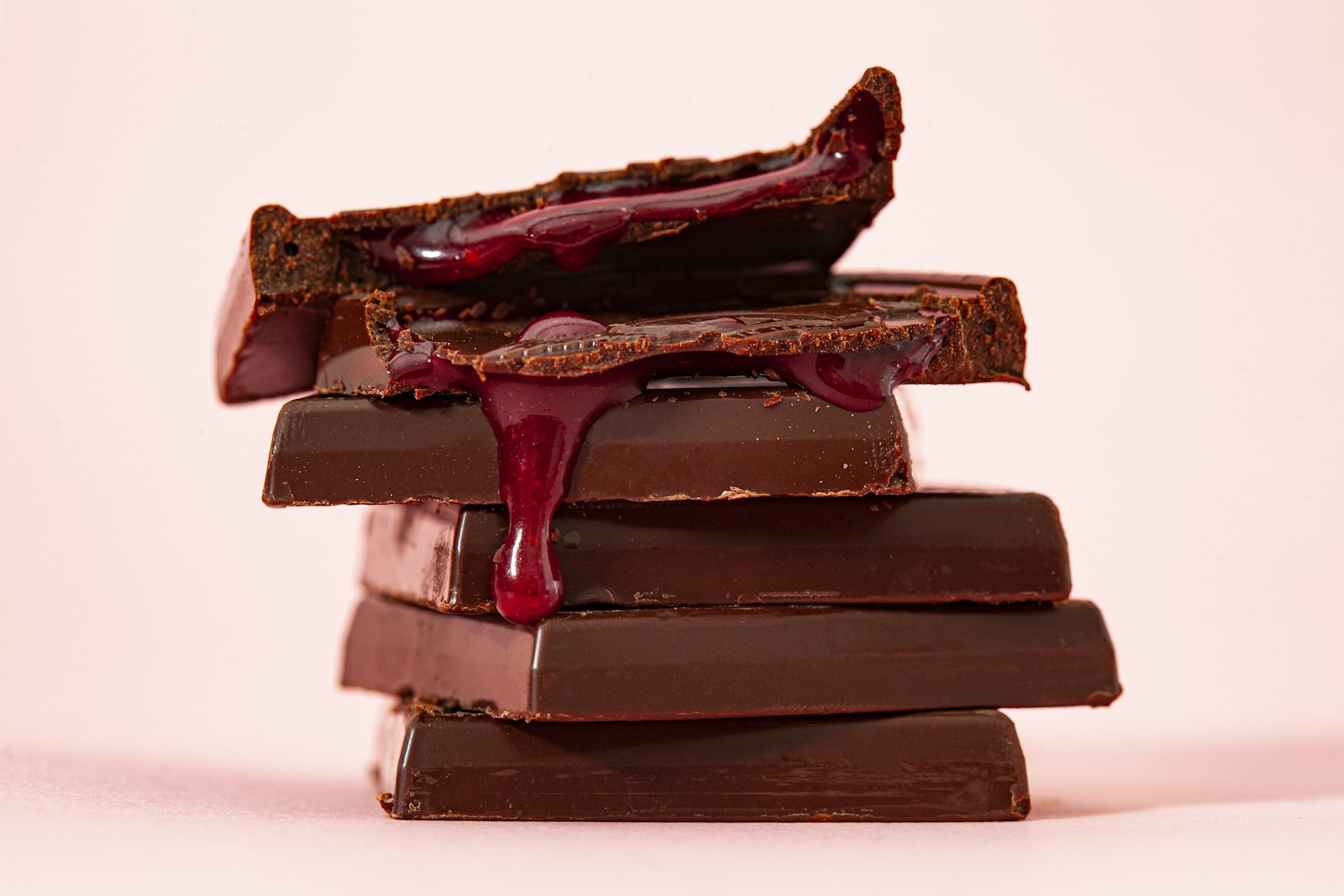 Stacked dark chocolate squares