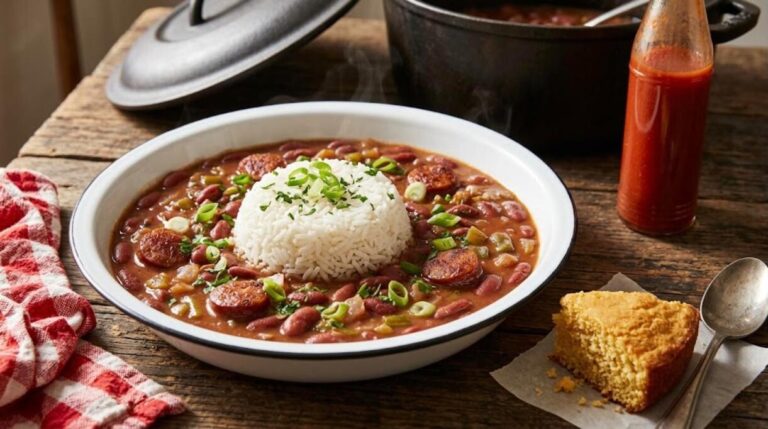 Cajun dinners: red beans and rice with andouille sausage