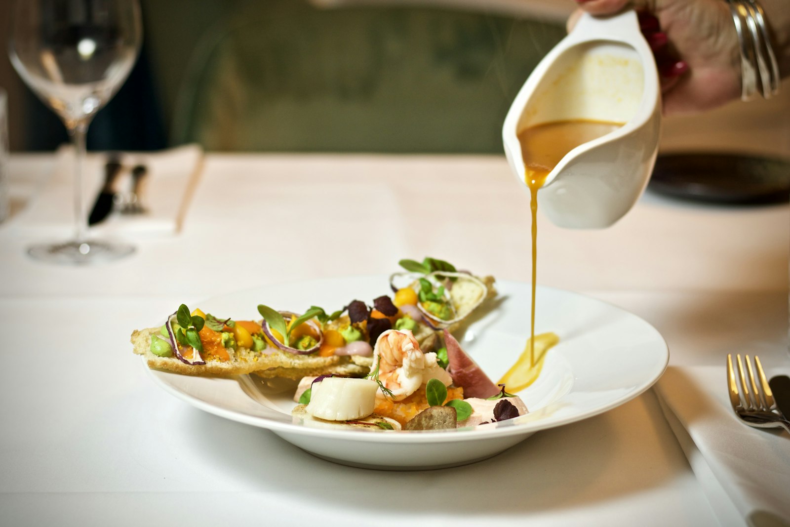 Fish in a saffron broth, inspired by bouillabaisse