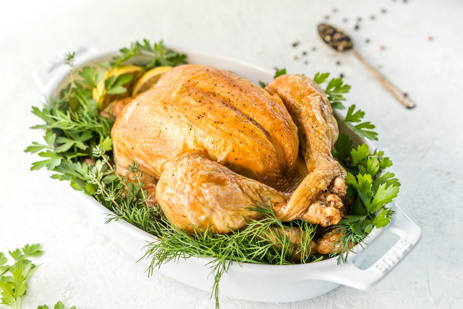 Roast chicken with fresh herbs