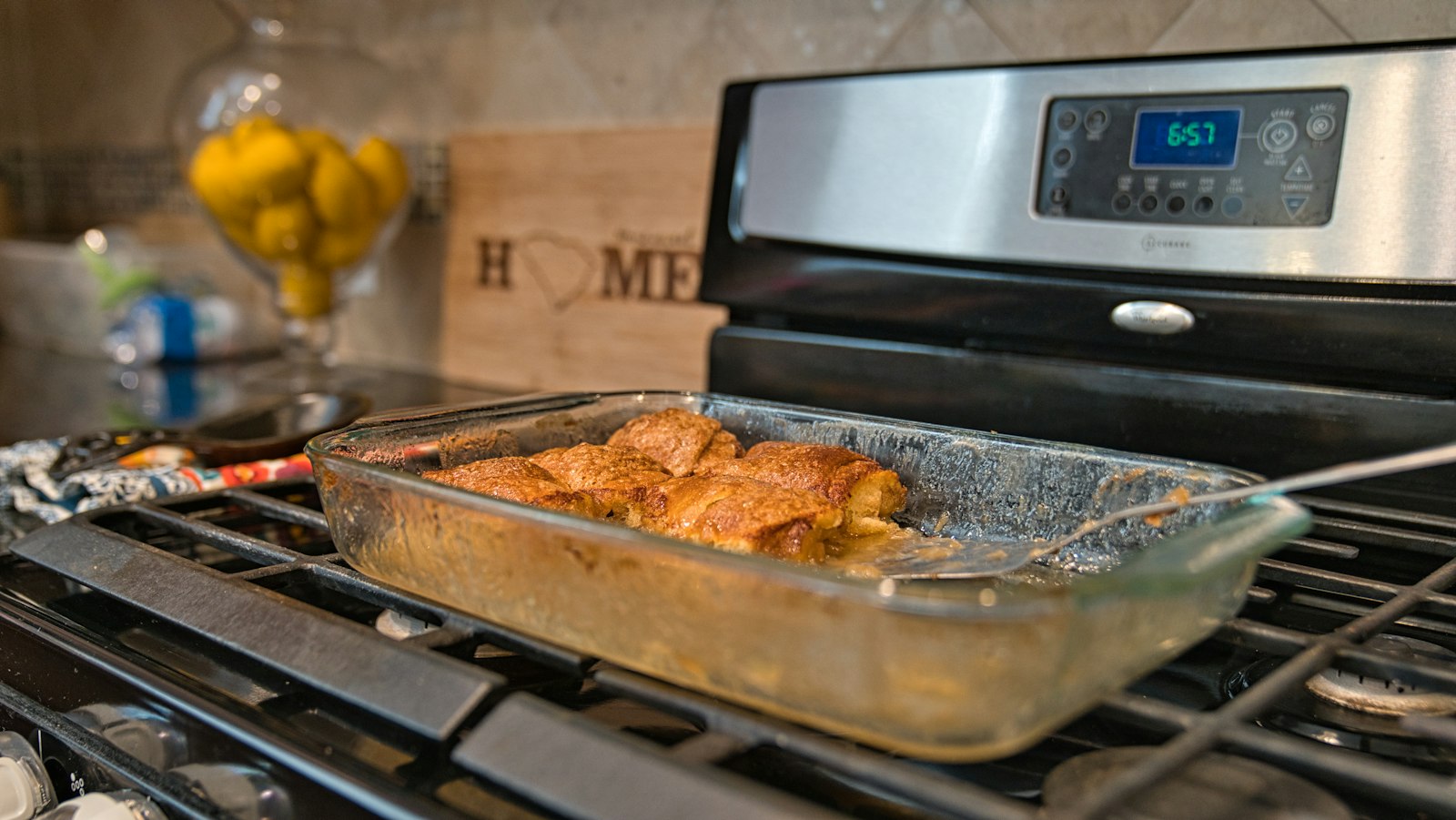 Freezer meals: a pan of cheesy enchiladas in the oven