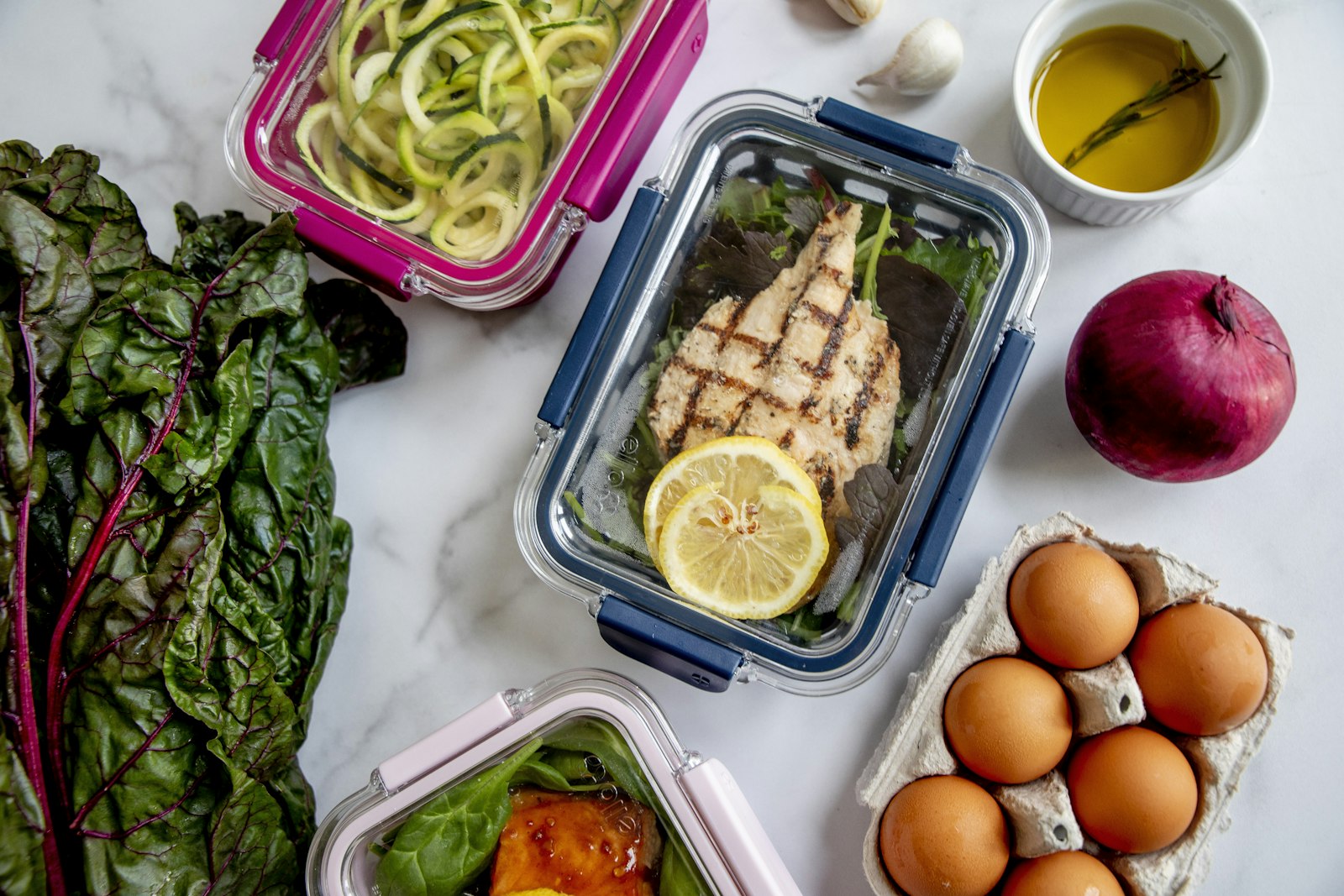Freezer meals: lemon herb chicken prepped in containers