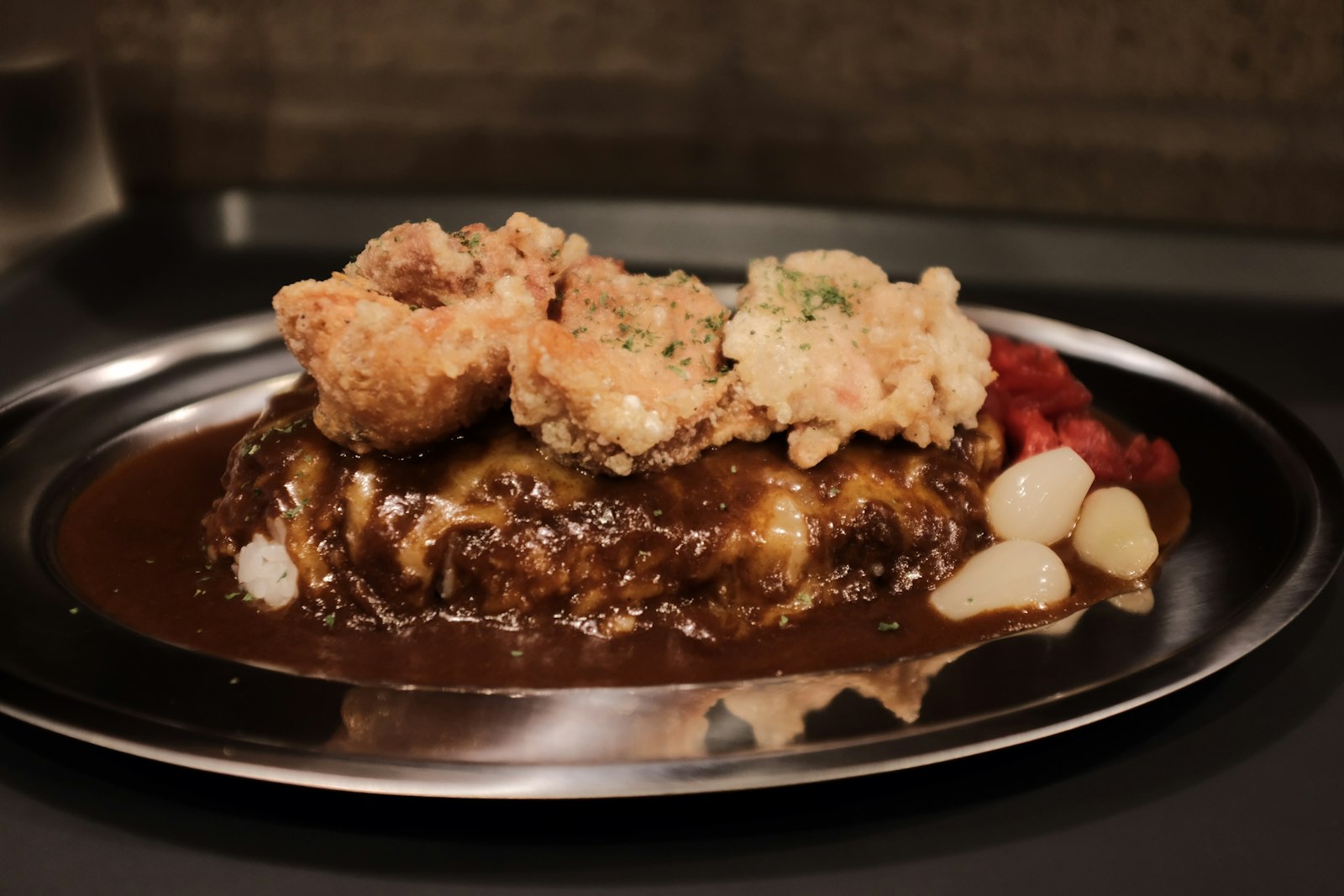 Salisbury steak smothered in onion gravy