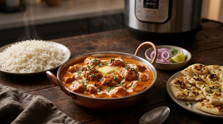 Instant Pot dinners: creamy butter chicken with rice and naan