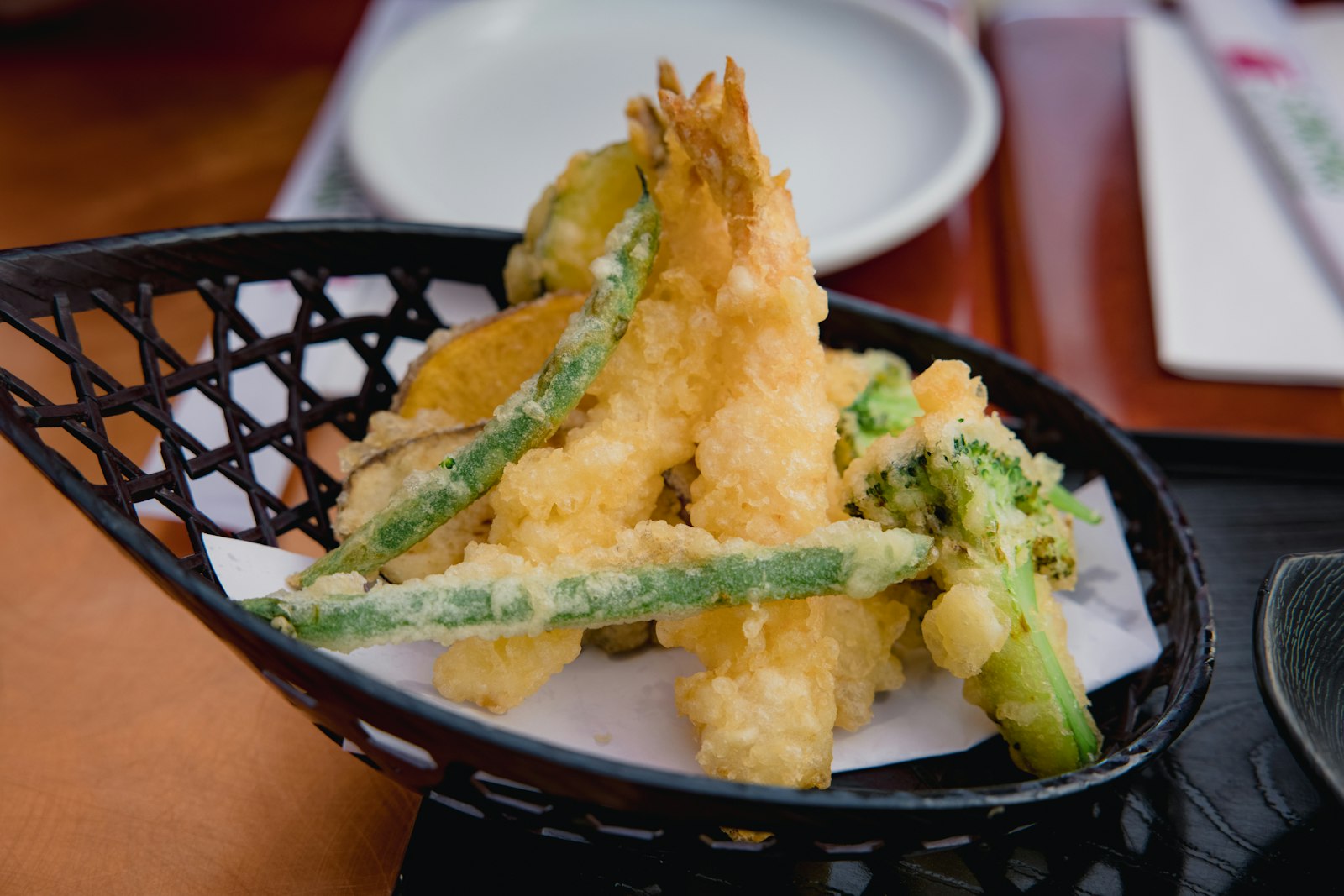 Japanese dinners: shrimp and vegetable tempura plate