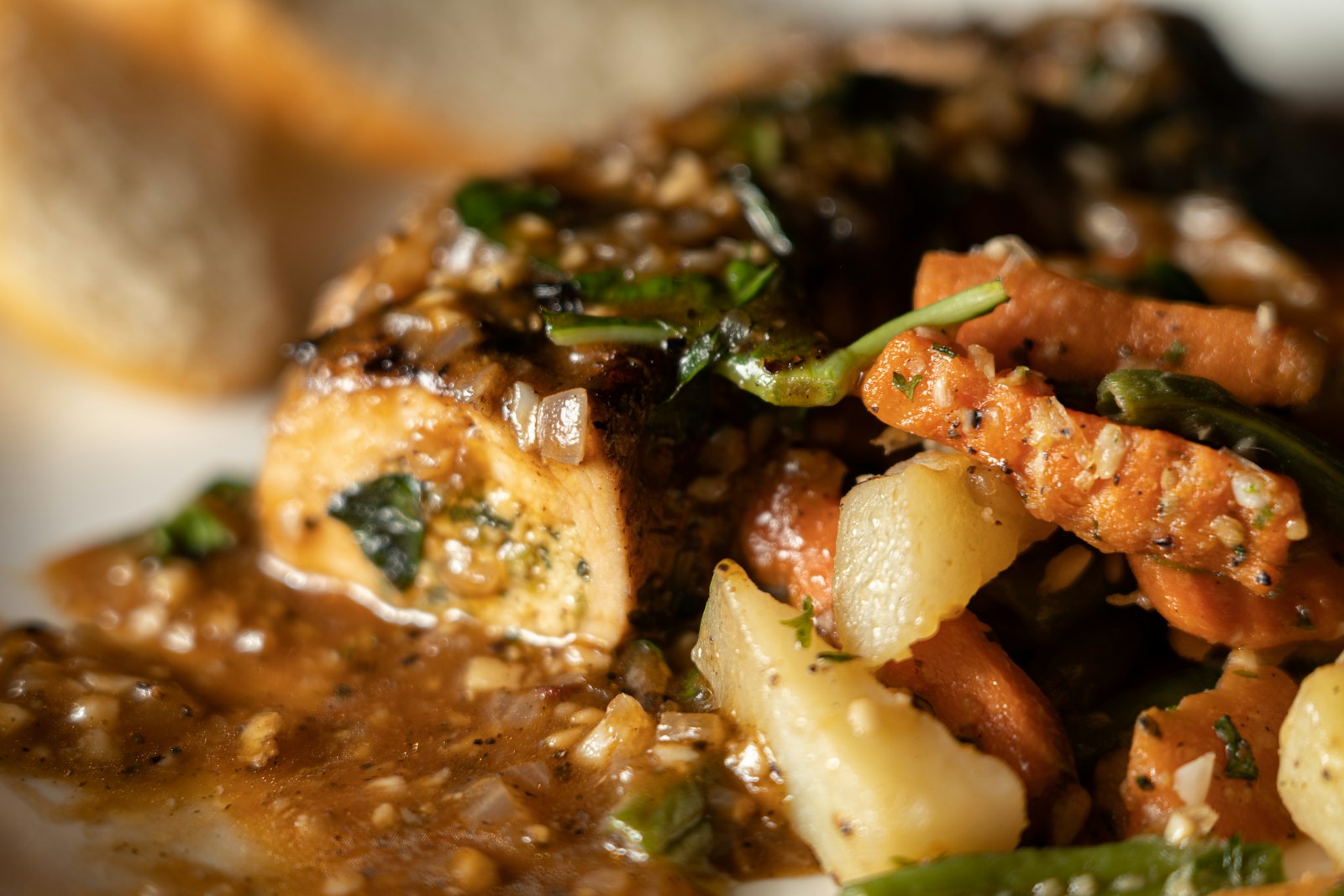 Hearty stew with potatoes and carrots
