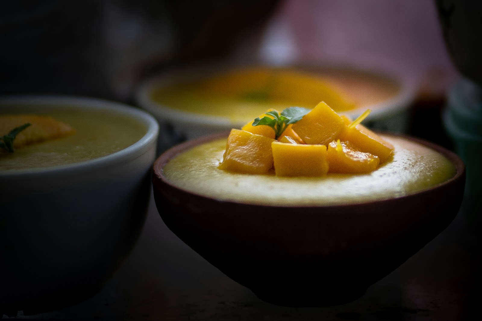 Hong Kong style mango pudding in a bowl