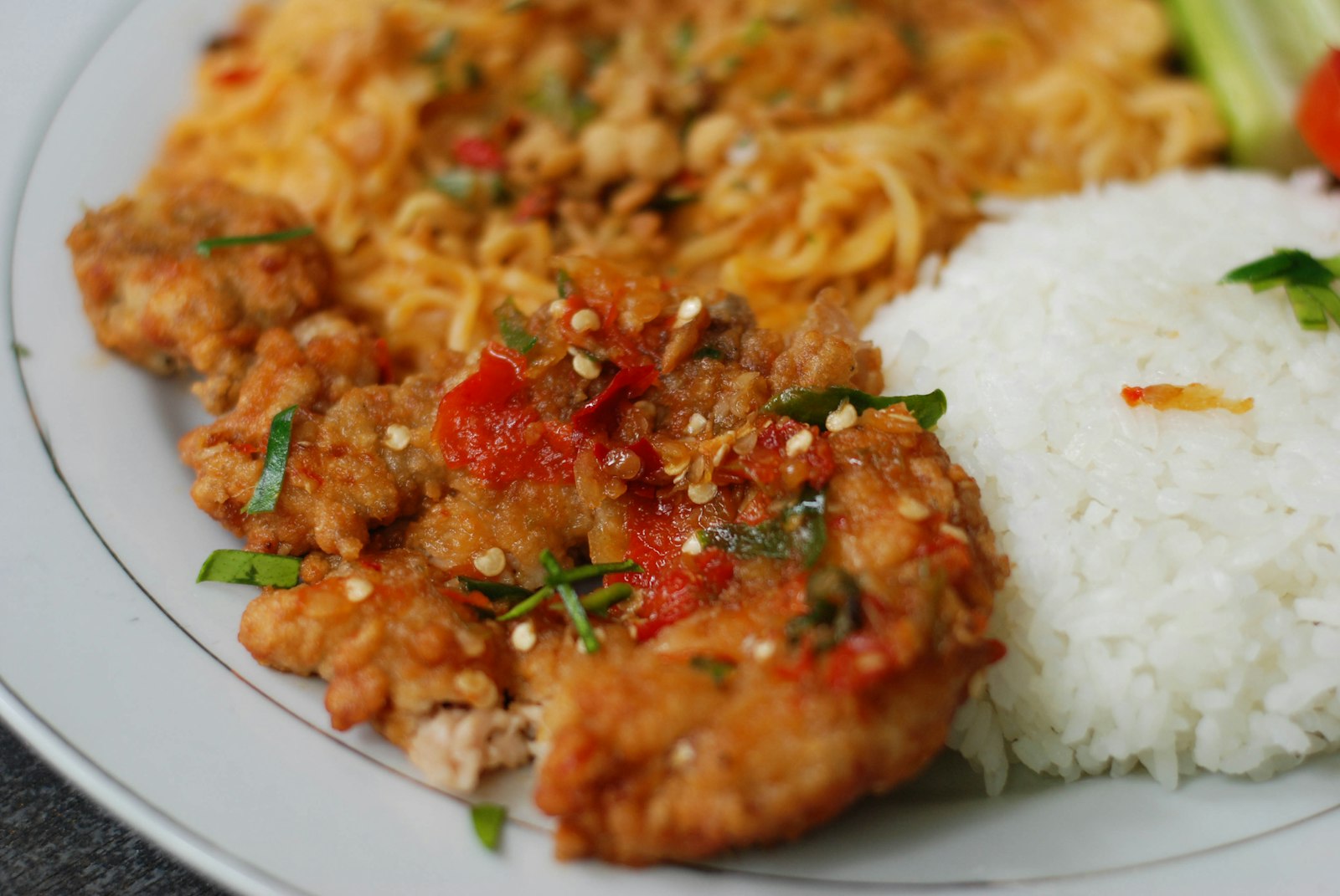 Sweet and sour pork chop with rice