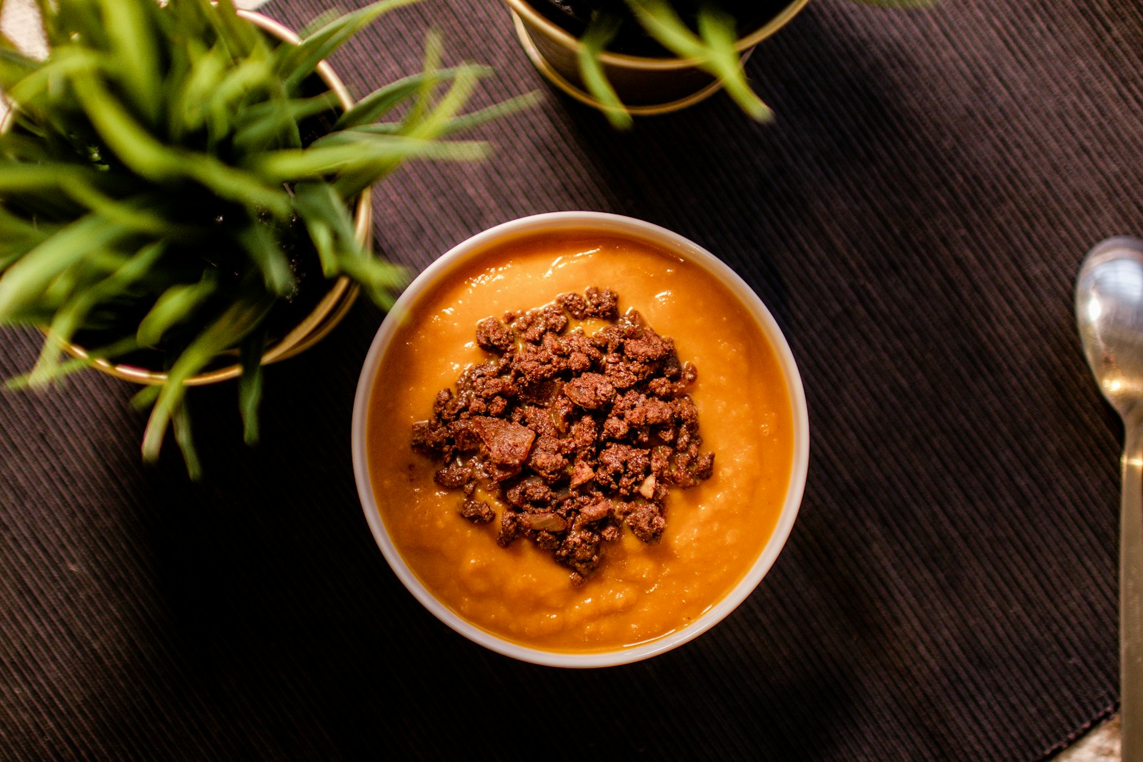 Pumpkin chili in a bowl