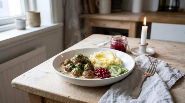 Swedish meatballs in creamy gravy, the star of Scandinavian dinners