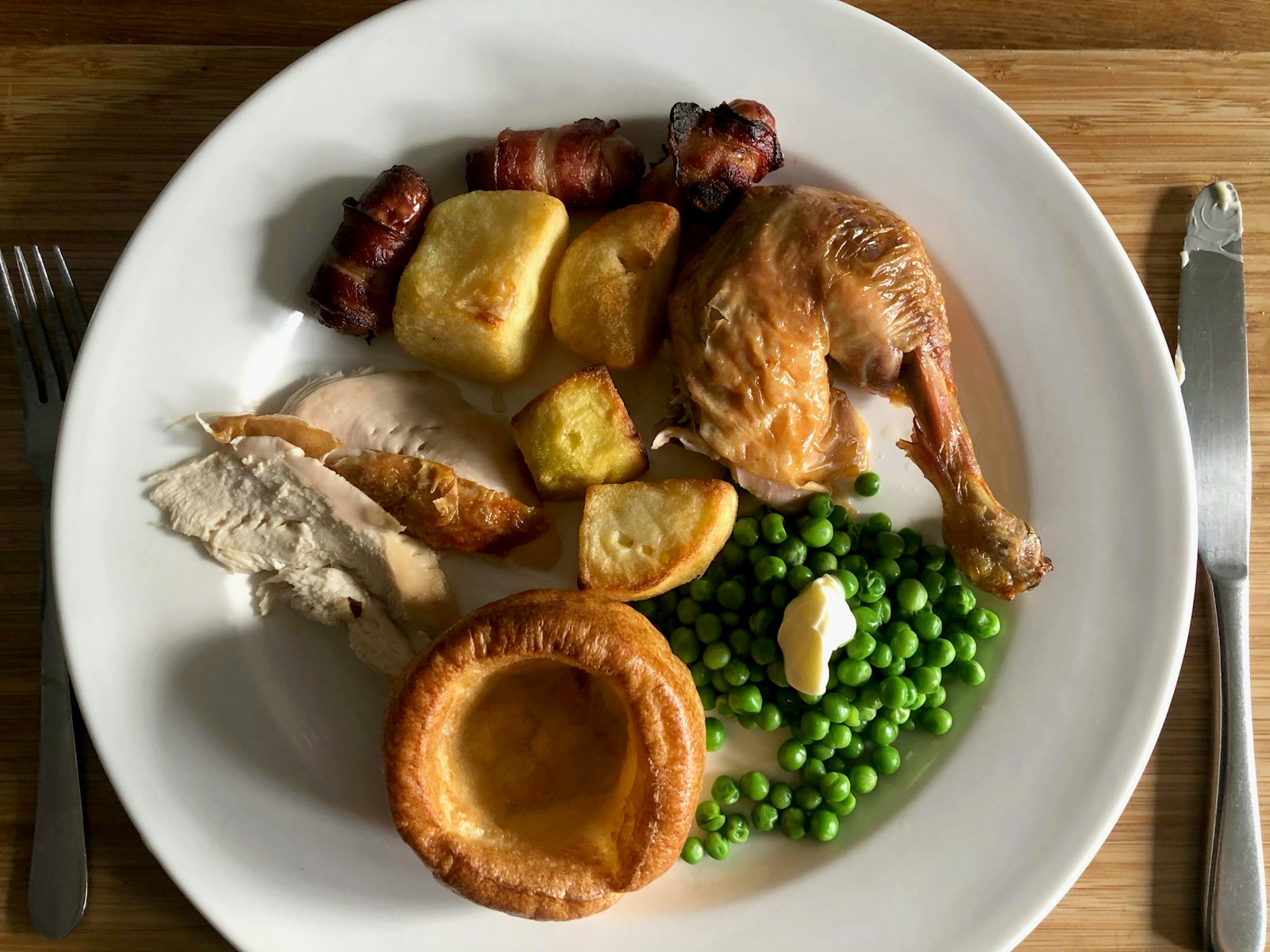 Roast chicken dinner plate with potatoes