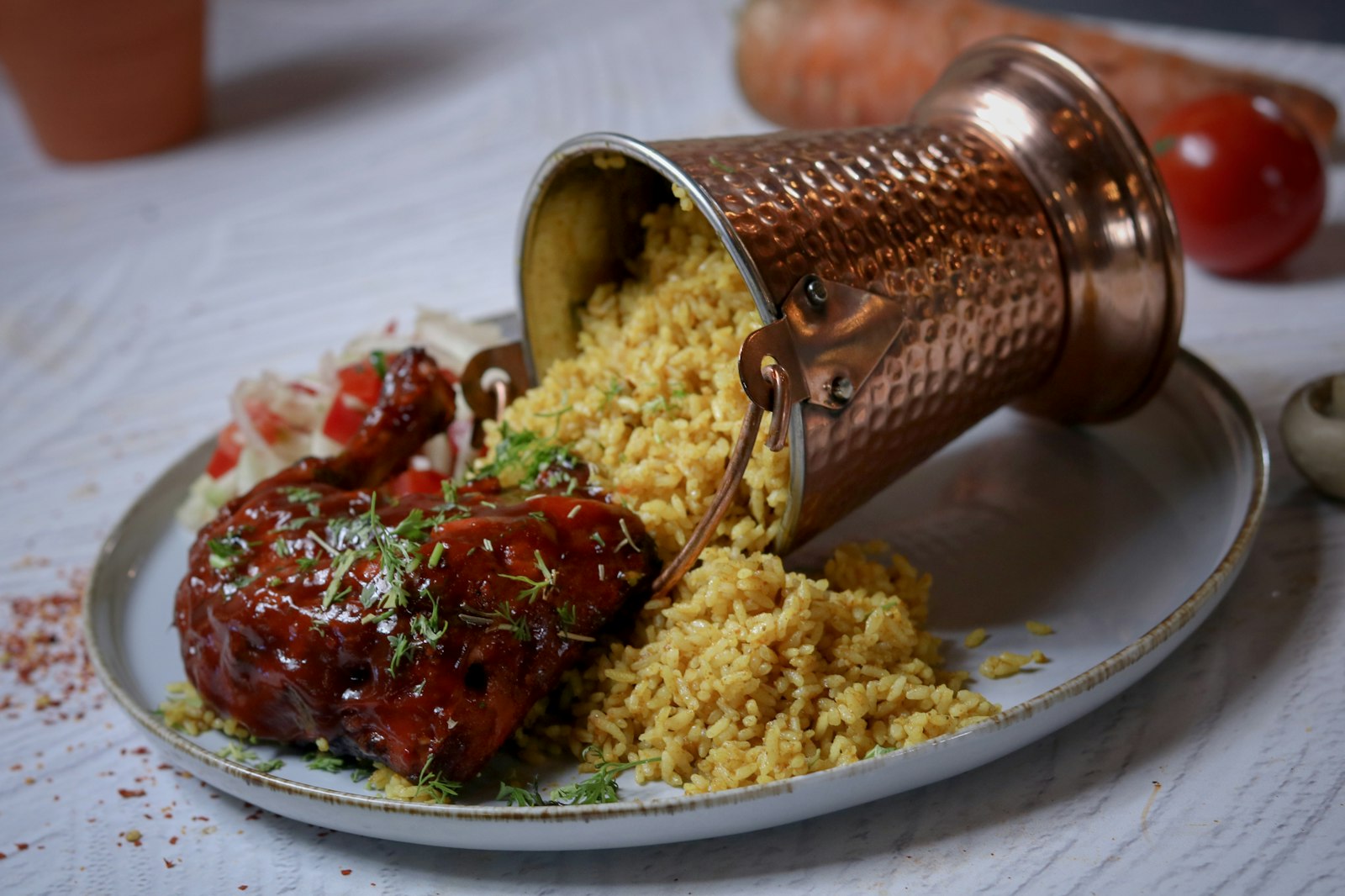 Caribbean chicken and rice cooked in one pan