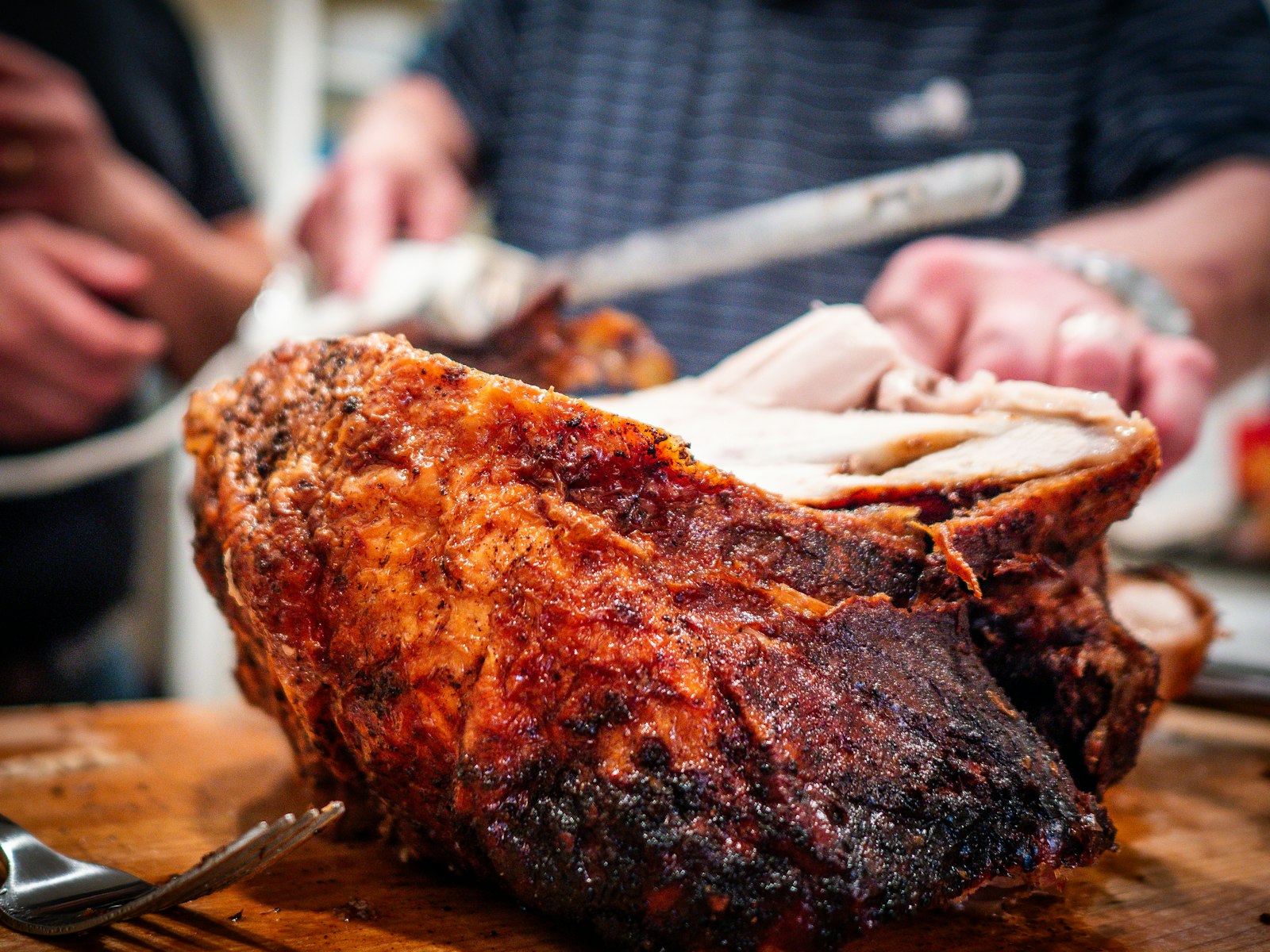 Roasted pork shoulder with crispy skin