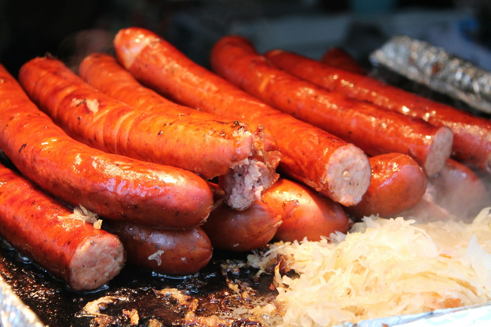 Bratwurst with sauerkraut for German dinners