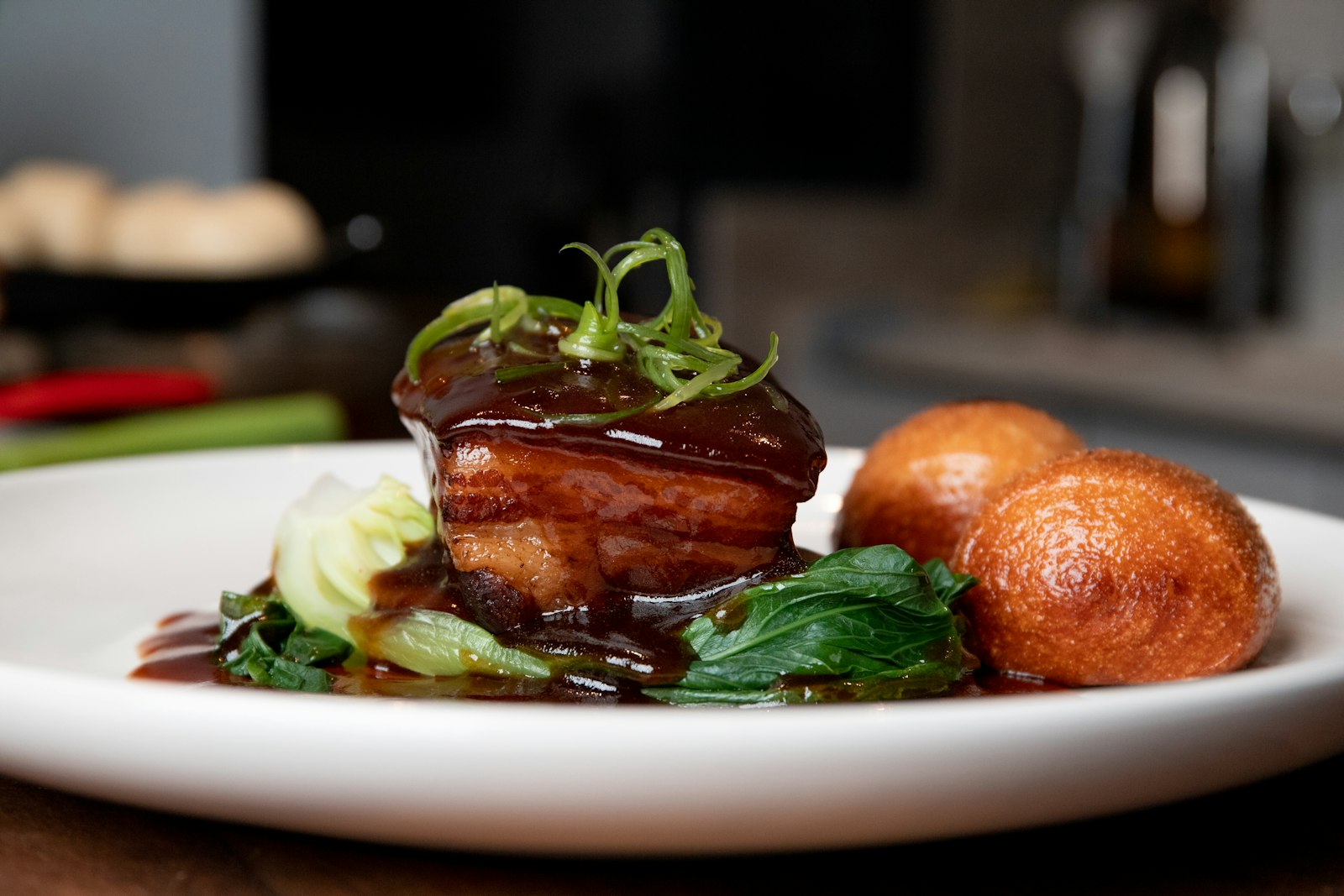 Roast pork in gravy, a classic German dinner